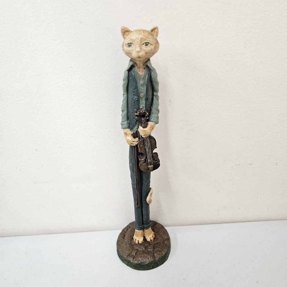 VINTAGE 1992 JIM SHORE PENCIL CAT HOLDING VIOLIN